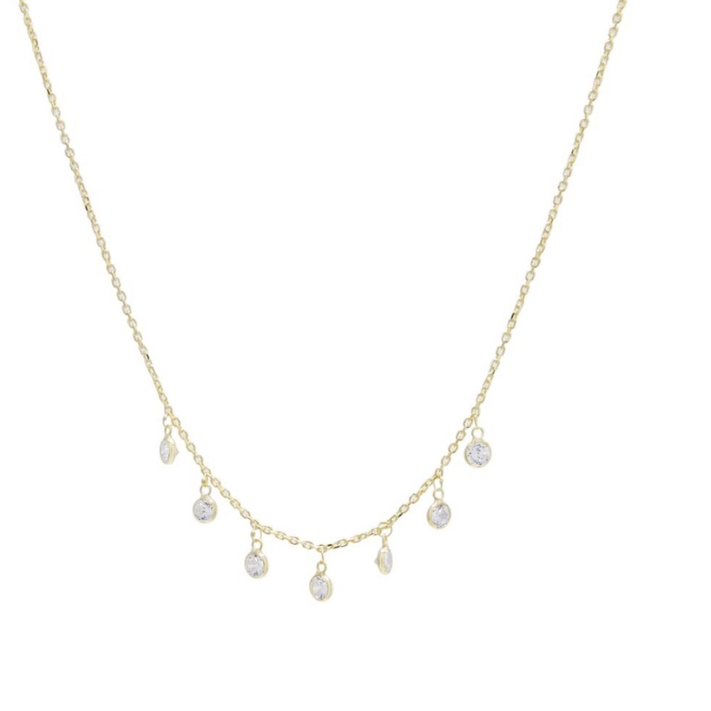 Multi Bezel Drop Necklace with Extension (UNWORN)